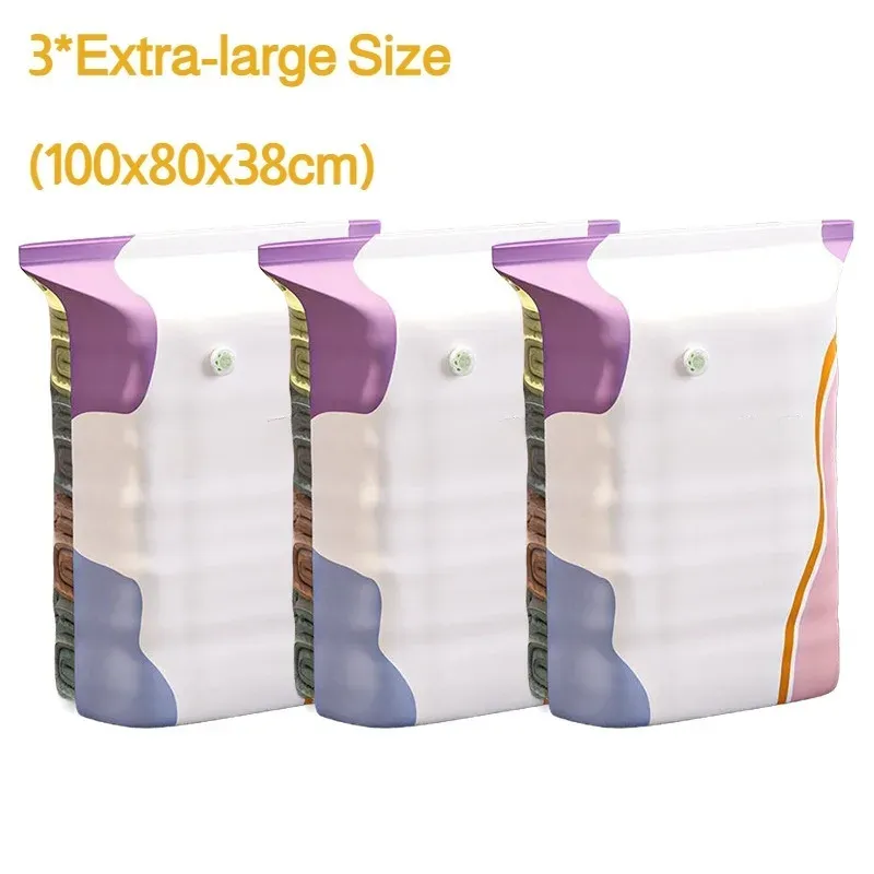 Sacs de compression sous vide 3D sans pompe, épais et hermétiques, pour le rangement des couettes et vêtements, gain de place idéal pour la maison et les voyages 7
