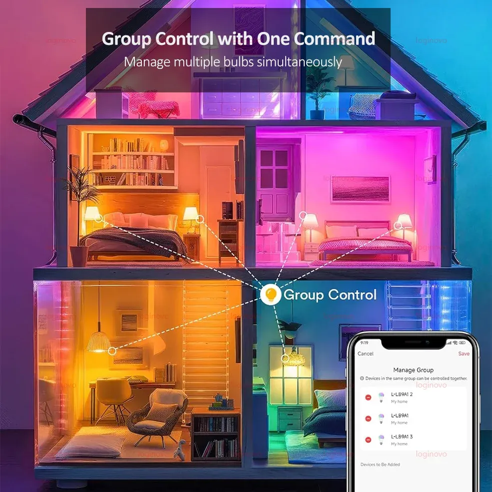 Ampoule LED Bluetooth/WiFi E27 15W 20W 110V 220V RGB RGBCW à intensité variable, compatible Alexa, Google Home, Tuya et Smart Life 6