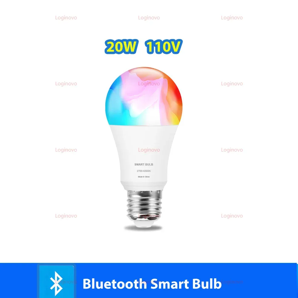 Ampoule LED Bluetooth/WiFi E27 15W 20W 110V 220V RGB RGBCW à intensité variable, compatible Alexa, Google Home, Tuya et Smart Life 7
