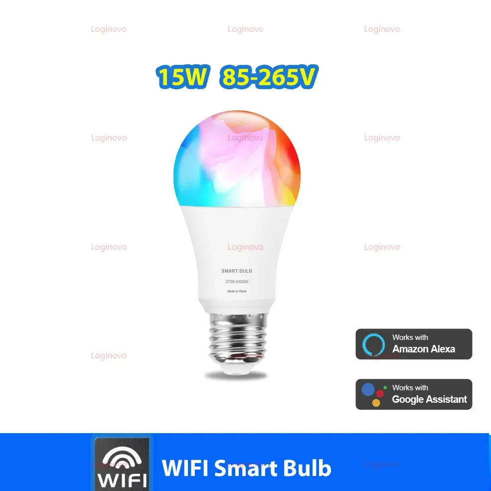Ampoule LED Bluetooth/WiFi E27 15W 20W 110V 220V RGB RGBCW à intensité variable, compatible Alexa, Google Home, Tuya et Smart Life 10