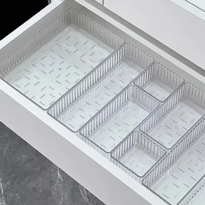 Organisateurs de tiroirs de bureau, ensemble de rangement pour salle de bain en plastique, organisateur de maquillage, boîte de rangement transparente, bacs, gadget de cuisine 3