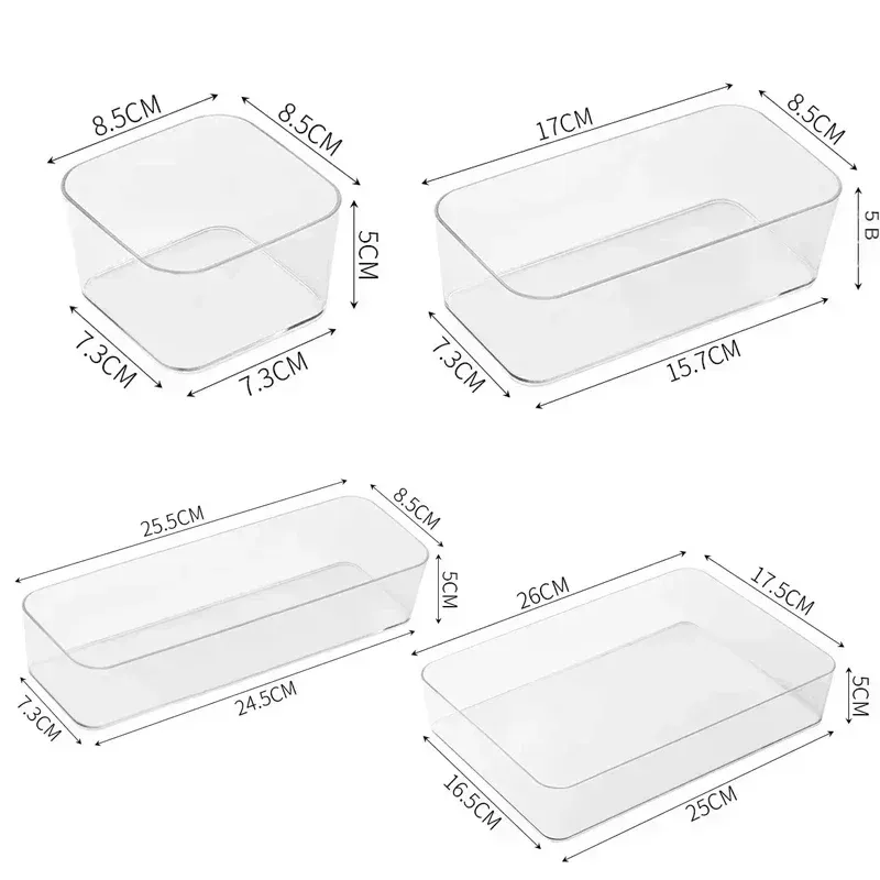 Organisateurs de tiroirs de bureau, ensemble de rangement pour salle de bain en plastique, organisateur de maquillage, boîte de rangement transparente, bacs, gadget de cuisine 14