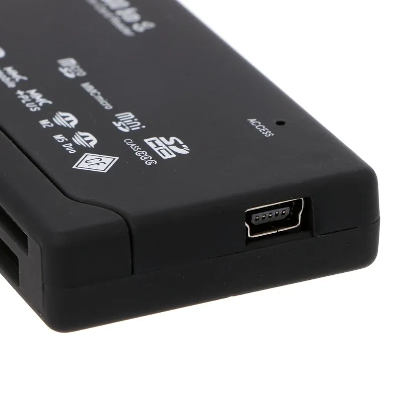 Lecteur de cartes mémoire USB externe 21 en 1 compatible SDHC, M2, RS-MMC, XD, CF, SD, TF et MS, avec câble USB intégré 5