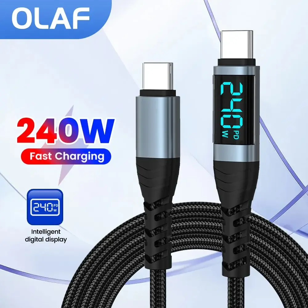Câble de charge rapide USB-C vers USB-C PD 3.1 240 W avec écran numérique