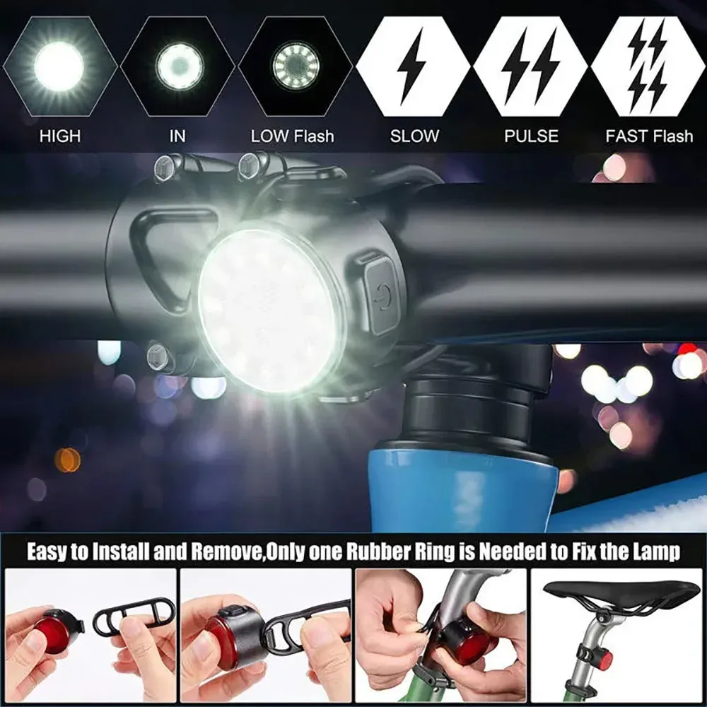 Feu de vélo rechargeable, mini feu arrière de sécurité LED pour vélo, avant et arrière 2