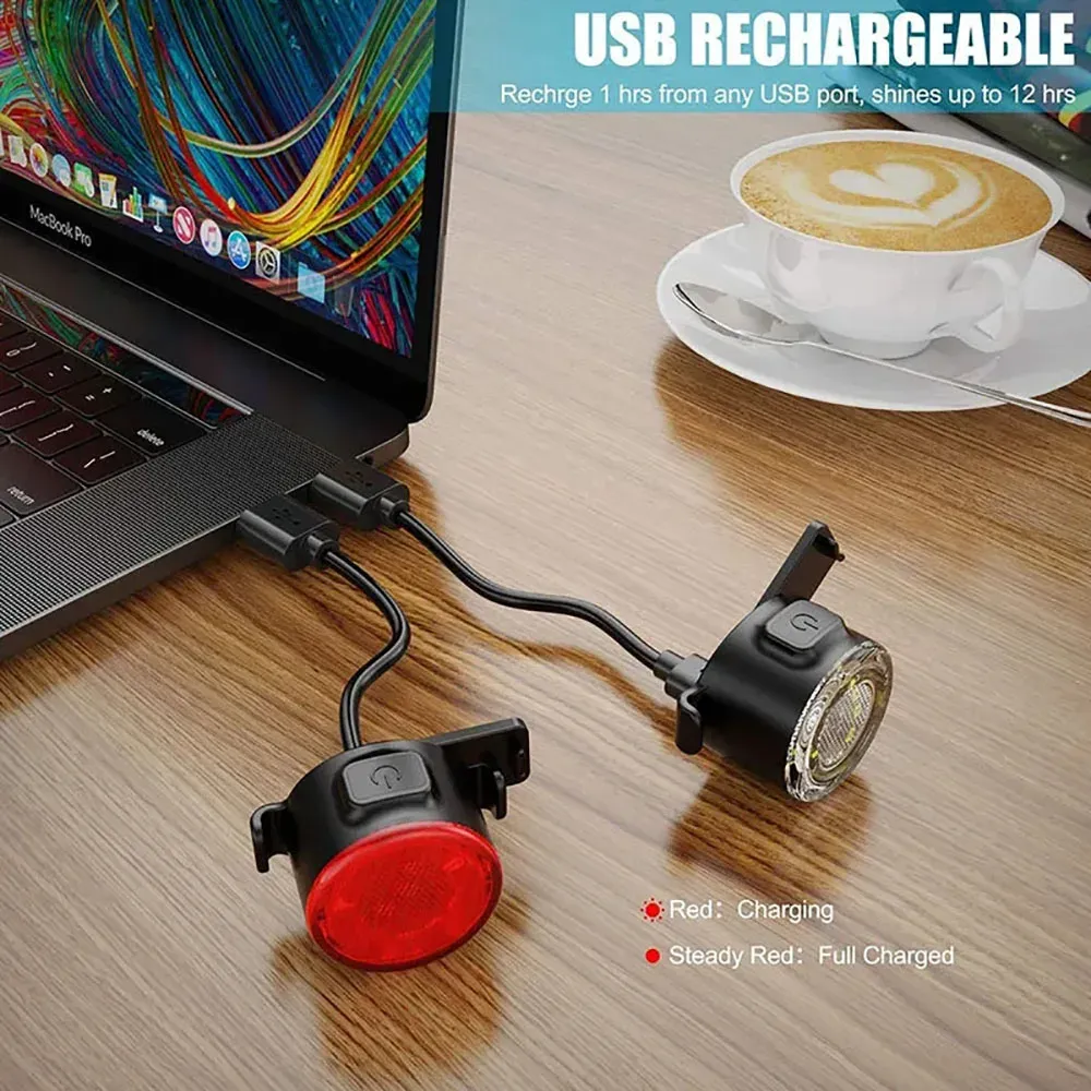 Feu de vélo rechargeable, mini feu arrière de sécurité LED pour vélo, avant et arrière 5