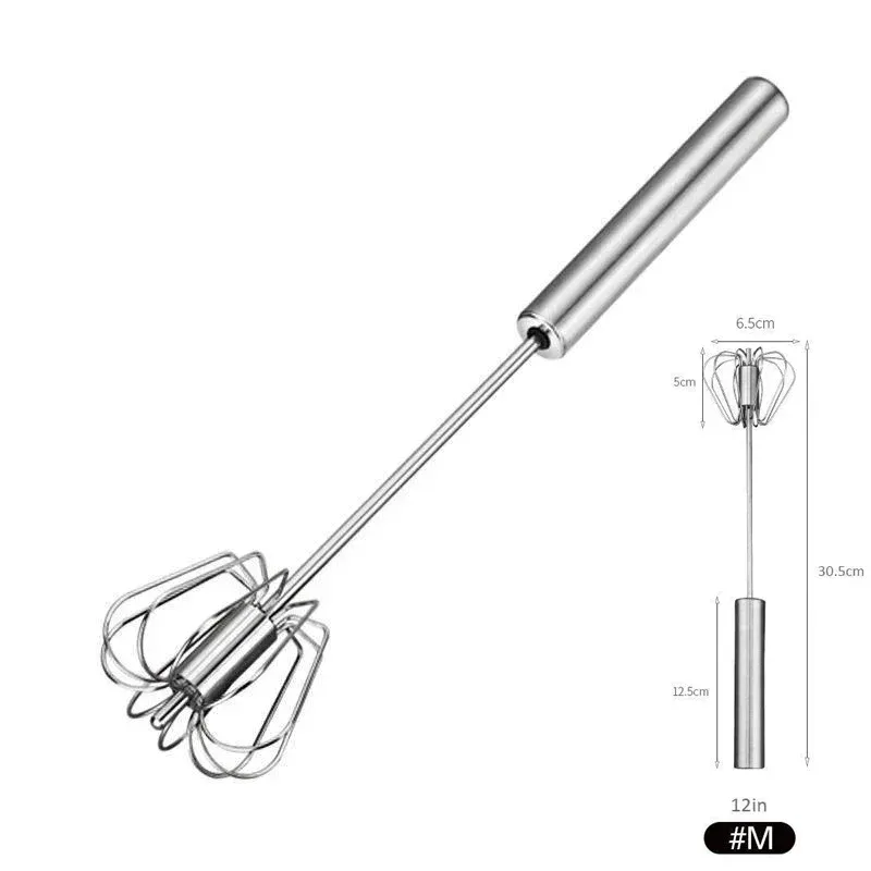 Fouet semi-automatique en acier inoxydable, 10/12/14 pouces, pour la maison 9