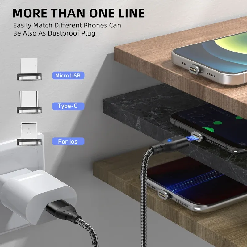 Câble magnétique à charge rapide Micro USB / USB-C pour téléphone portable 2