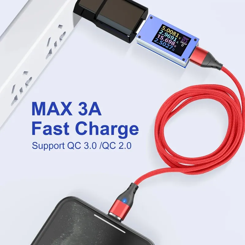 Câble magnétique à charge rapide Micro USB / USB-C pour téléphone portable 4