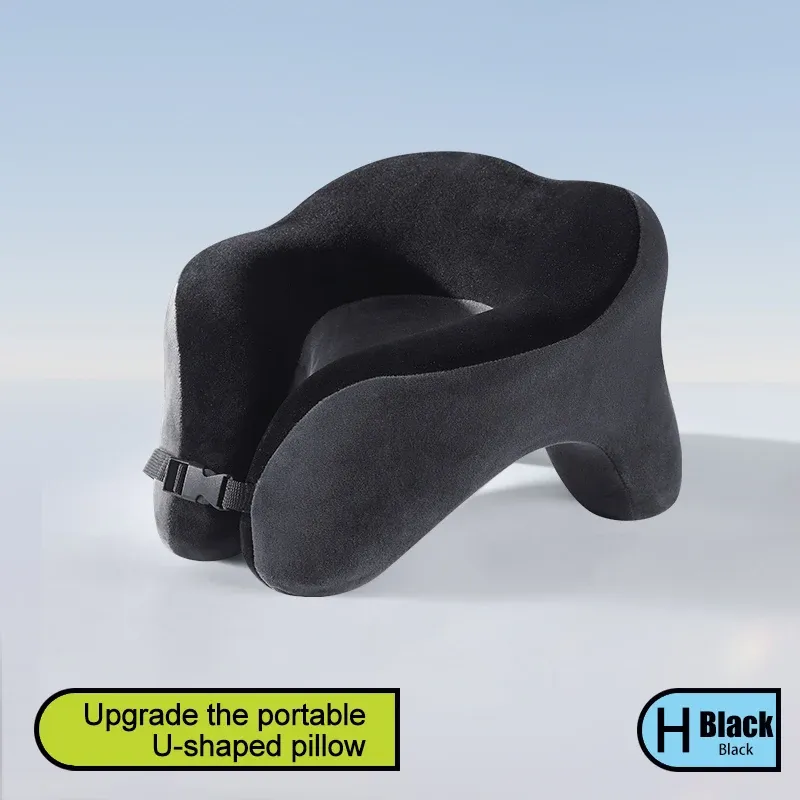 Oreiller cervical de voyage en mousse à mémoire de forme à rebond lent, en forme de U, pour la voiture, l'avion et le bureau 9