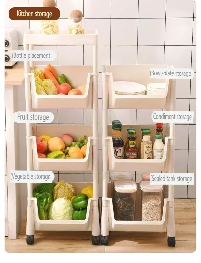 Étagère de rangement mobile, finitions et détails