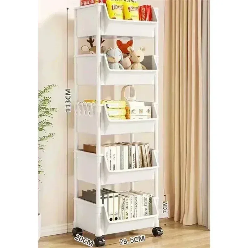 Étagère de rangement mobile sur roulettes pour cuisine, chariot à jouets et collations, étagère d'appoint de bureau 7
