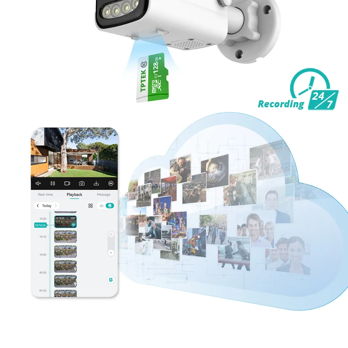 Caméra IP 5 MP sans fil avec Wi-Fi, détection humaine par IA, compatible ICSee, caméra de surveillance extérieure 2