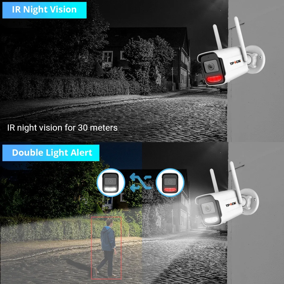 Caméra IP 5 MP sans fil avec Wi-Fi, détection humaine par IA, compatible ICSee, caméra de surveillance extérieure 5
