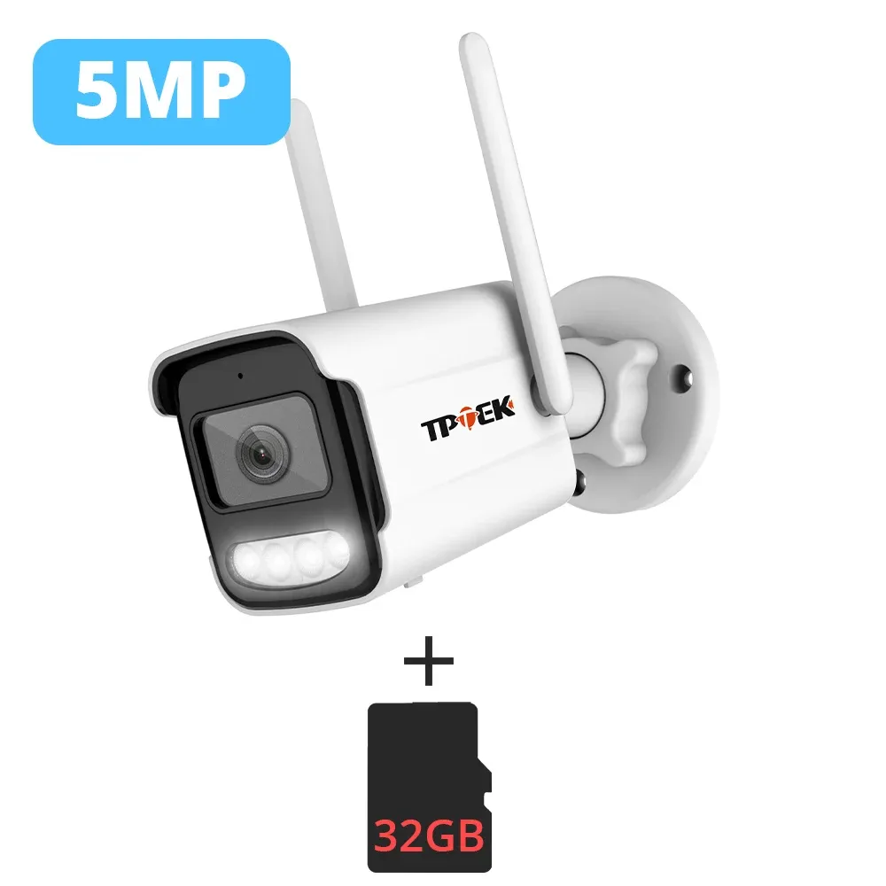 Caméra IP 5 MP sans fil avec Wi-Fi, détection humaine par IA, compatible ICSee, caméra de surveillance extérieure 7