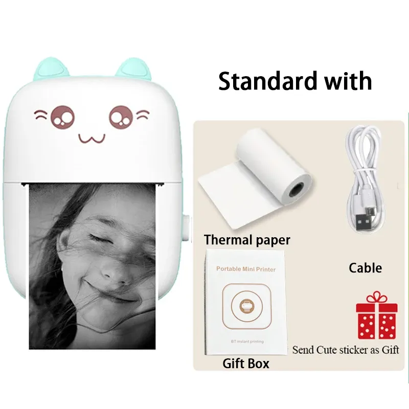 Mini imprimante thermique portable sans fil Bluetooth 203 dpi pour étiquettes, photos et mémos, avec câble USB 14