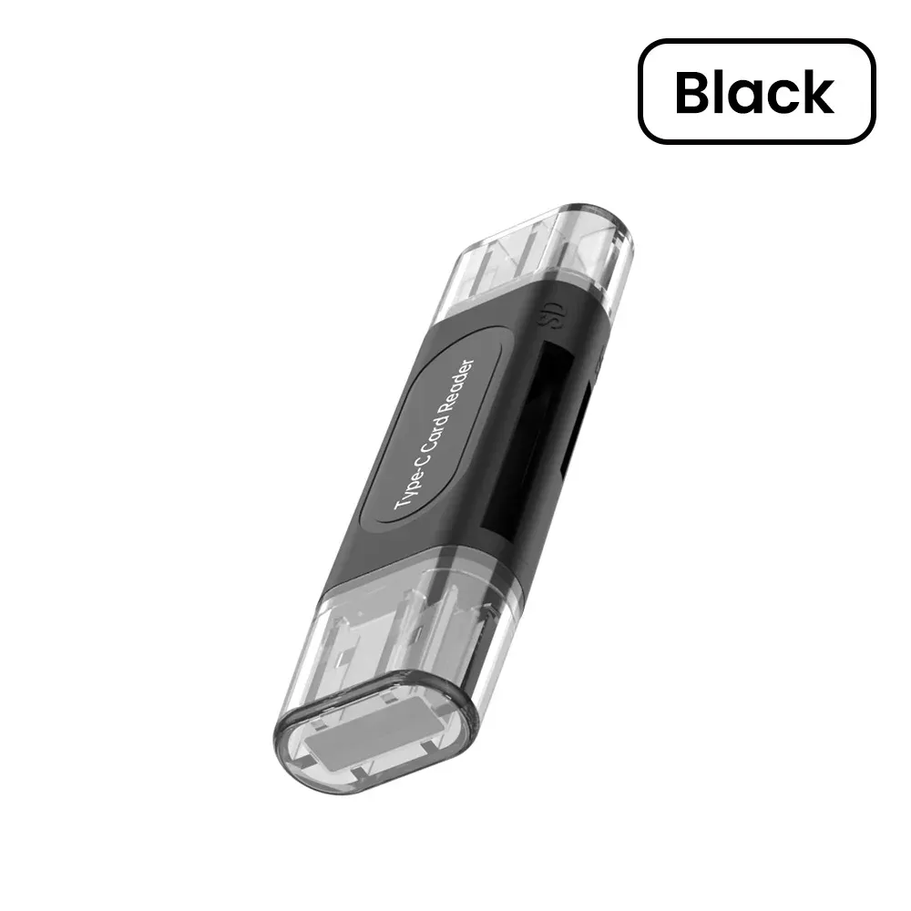 Lecteur de carte USB Type-C multifonction 4 en 1, stockage externe extensible, noir, compatible clé USB 2.0, mini lecteur de carte SD et TF 7
