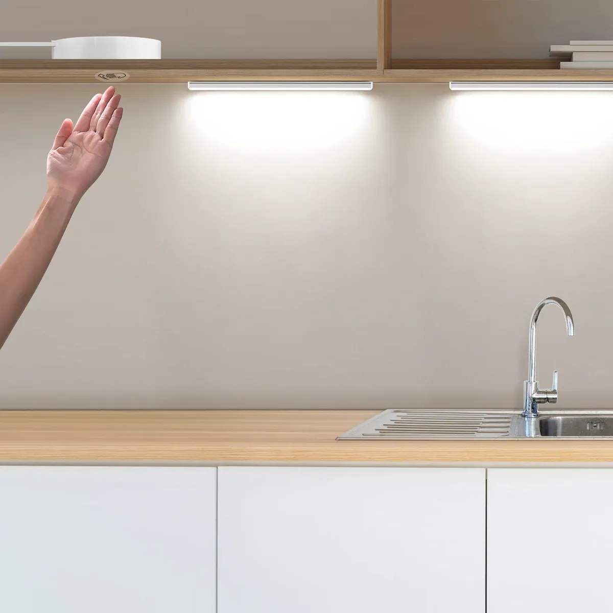Lot de 1 à 6 barres LED sous meuble avec capteur de mouvement et variateur tactile, éclairage de cuisine, salle de bain et veilleuse 6