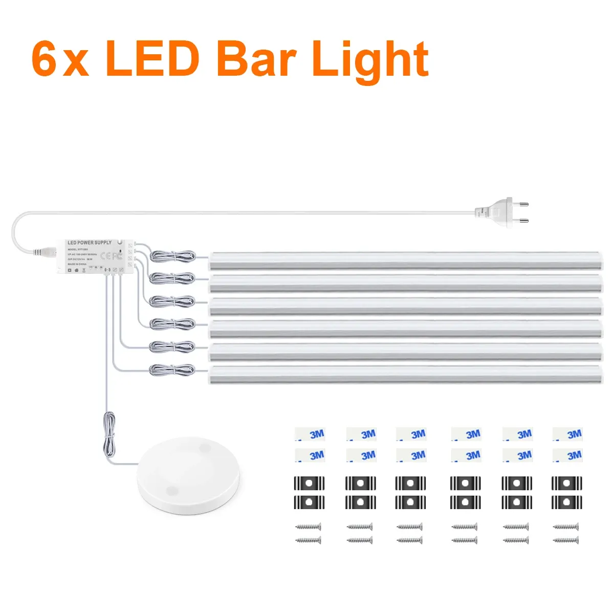 Lot de 1 à 6 barres LED sous meuble avec capteur de mouvement et variateur tactile, éclairage de cuisine, salle de bain et veilleuse 9