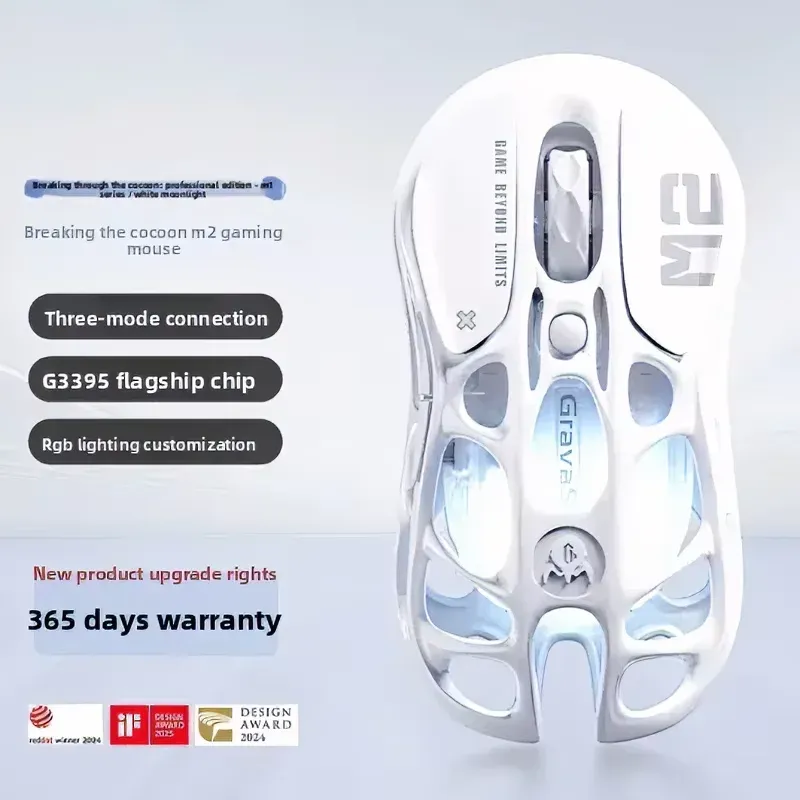 Souris de jeu sans fil GravaStar Mercury M2 M1 en alliage, capteur PAW3395DM 26 000 DPI, design léger et évidé, éclairage RGB 11