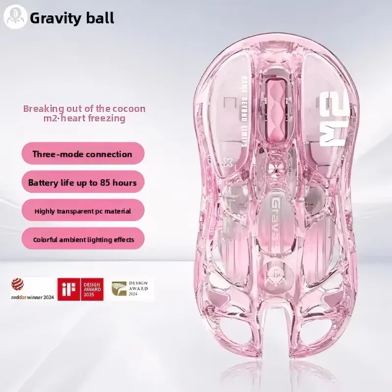 Souris de jeu sans fil GravaStar Mercury M2 M1 en alliage, capteur PAW3395DM 26 000 DPI, design léger et évidé, éclairage RGB 10