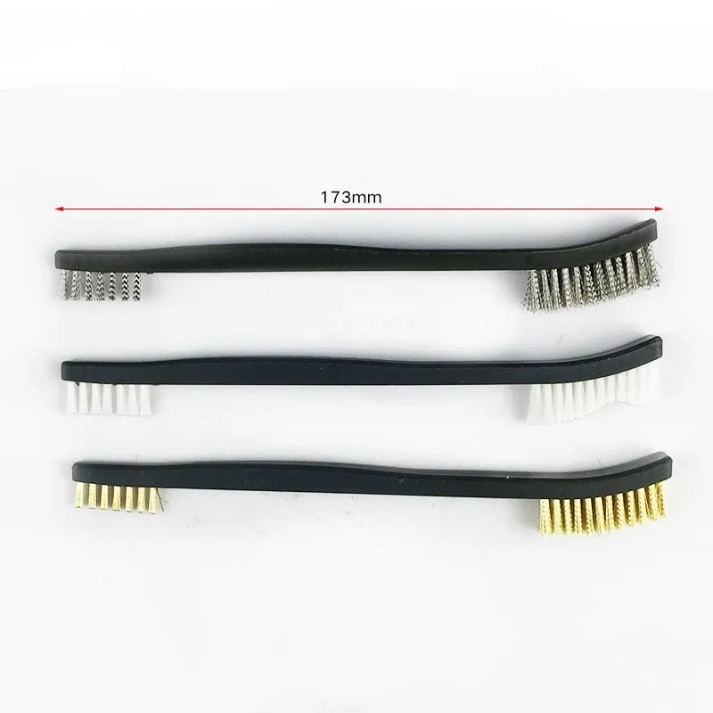 Ensemble de 3 mini brosses métalliques double embout en acier inoxydable, laiton et nylon pour nettoyage, polissage et détail 5