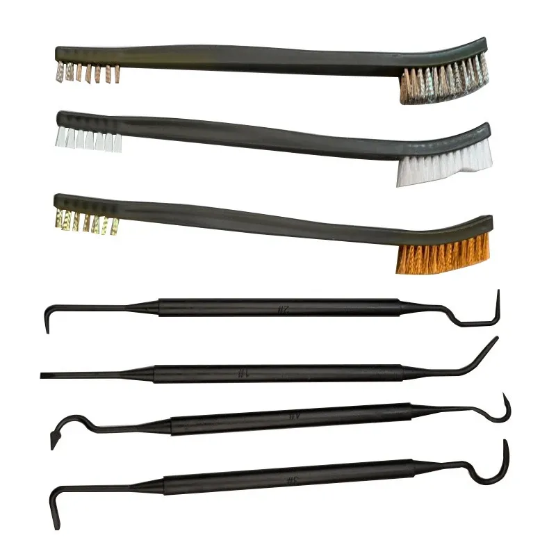 Ensemble de 3 mini brosses métalliques double embout en acier inoxydable, laiton et nylon pour nettoyage, polissage et détail 7