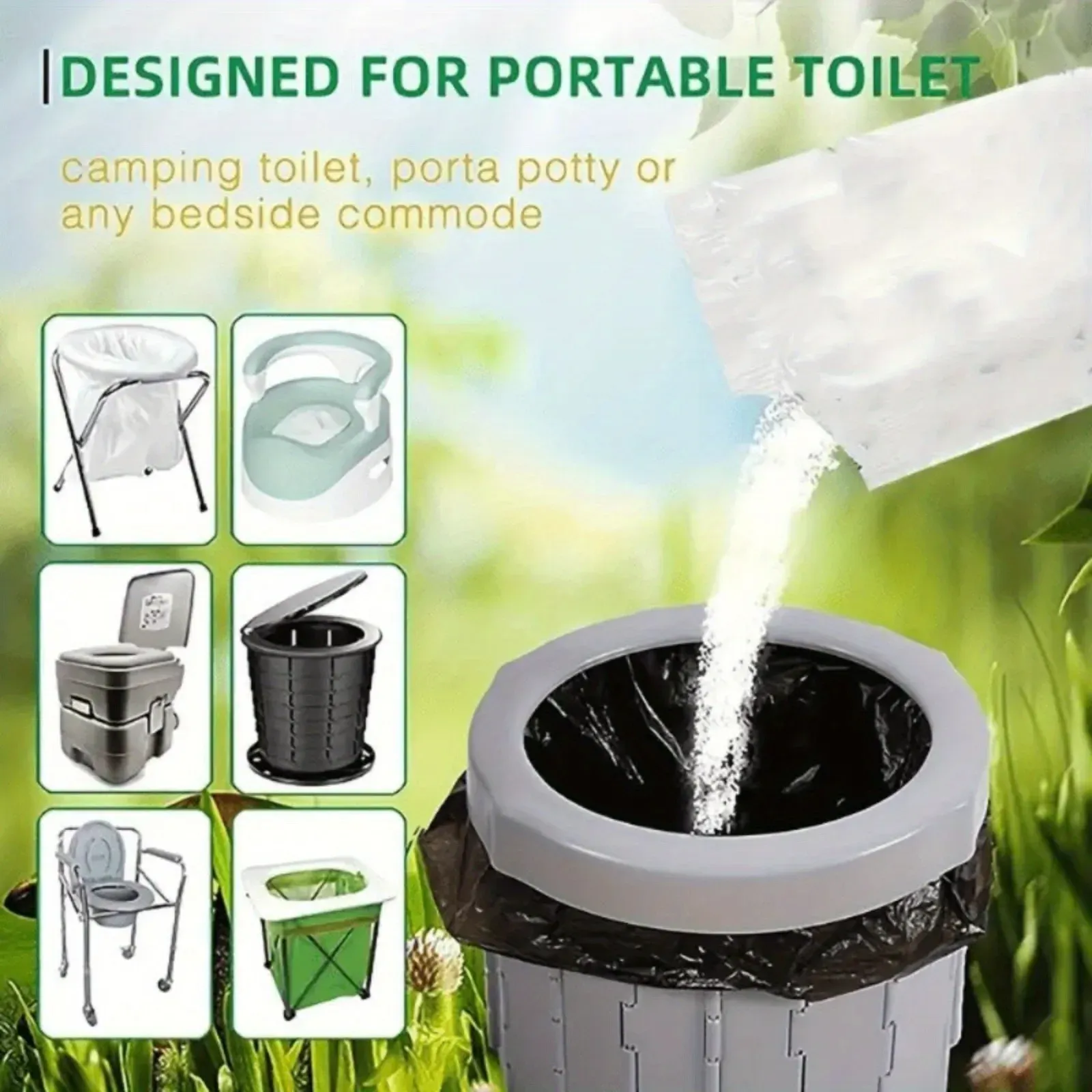 Désodorisant Portable pour Toilettes, Éliminateur d'Odeurs pour Toilettes de Camping, Idéal pour les Voyages et l'Extérieur – Lot de 30 ou 60 3