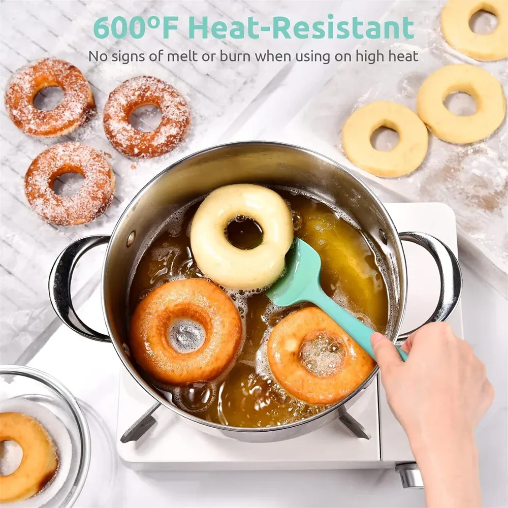 Ensemble de spatules de cuisine en silicone, racloirs en silicone flexibles résistants à la chaleur jusqu'à 315 °C, avec manches antidérapants pour la cuisson, le mélange, la cuisson et le service Stirri 2