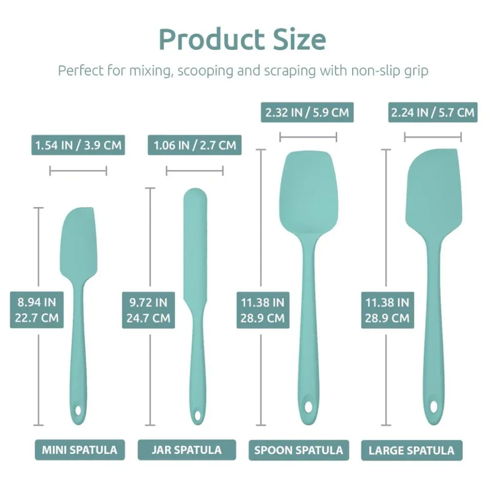 Ensemble de spatules de cuisine en silicone, racloirs en silicone flexibles résistants à la chaleur jusqu'à 315 °C, avec manches antidérapants pour la cuisson, le mélange, la cuisson et le service Stirri 6