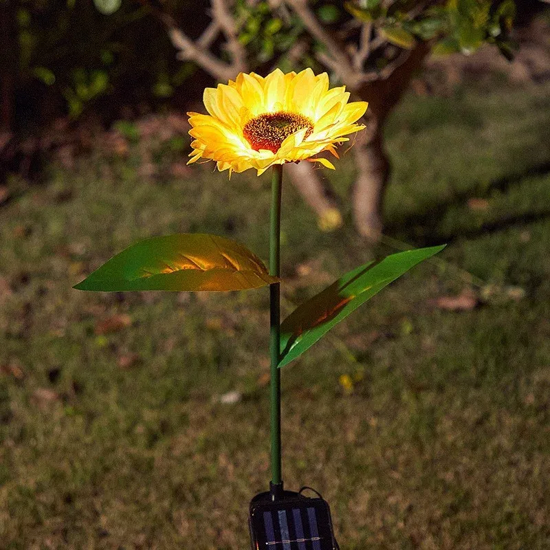 Lampe solaire tournesol en extérieur