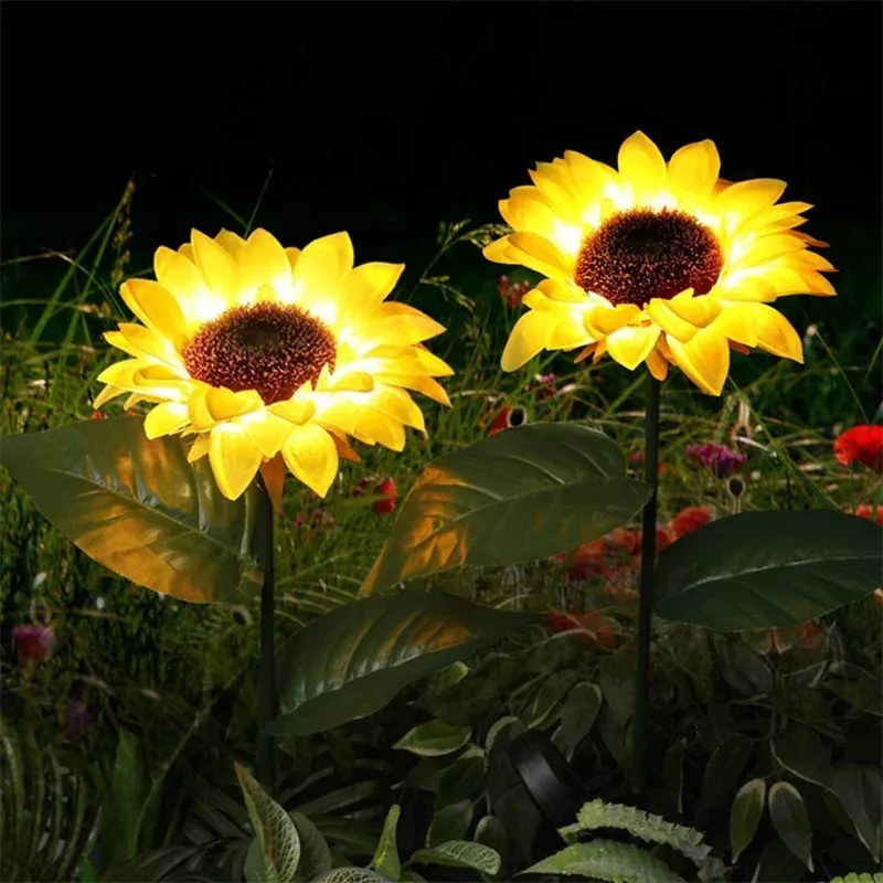 Lampe tournesol solaire LED illuminée la nuit