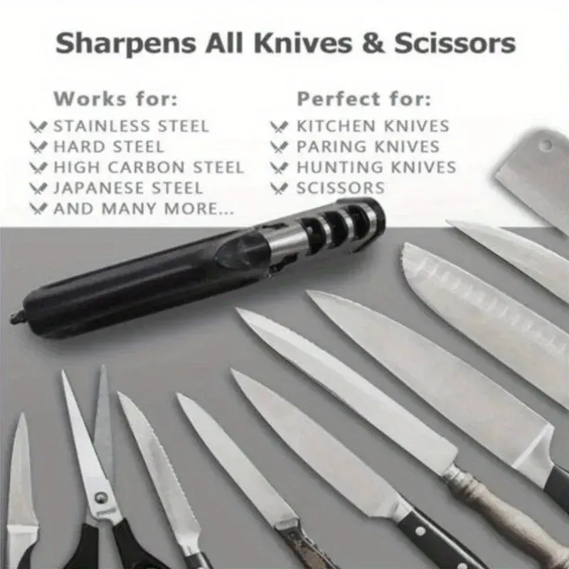 Affûteur professionnel 4 en 1 pour couteaux et ciseaux, avec lames diamantées, affûtage rapide et poignée ergonomique, portable pour la cuisine 4