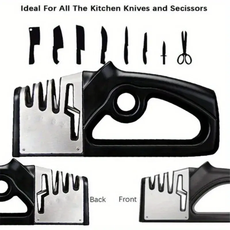 Affûteur professionnel 4 en 1 pour couteaux et ciseaux, avec lames diamantées, affûtage rapide et poignée ergonomique, portable pour la cuisine 6