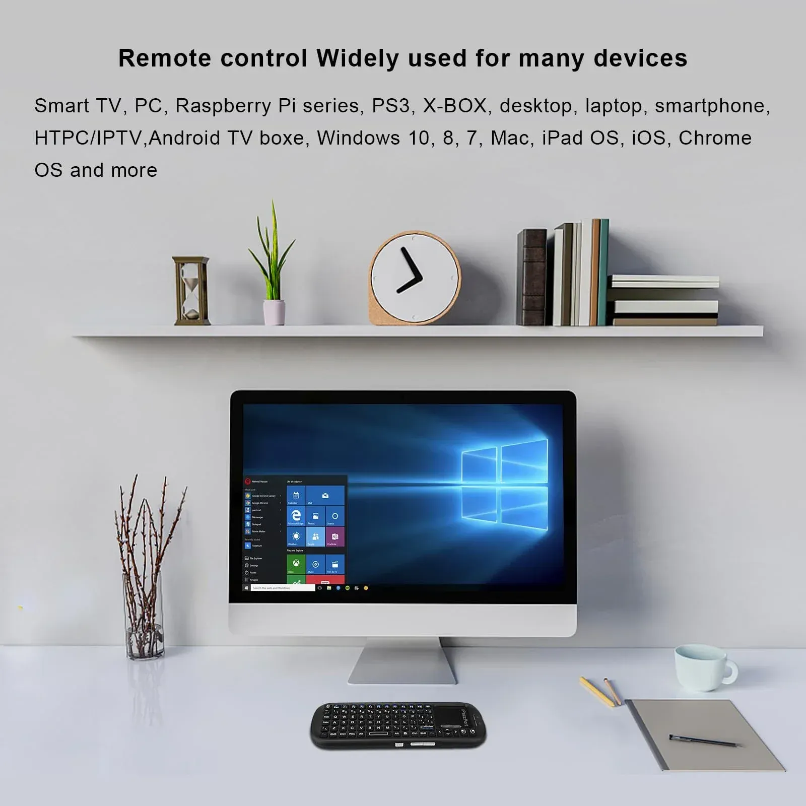 IPazzPort Mini clavier sans fil Bluetooth et 2,4 GHz avec souris et pavé tactile pour Android TV Box, PC, tablette, PS4, Raspberry Pi 3 et HTPC 2