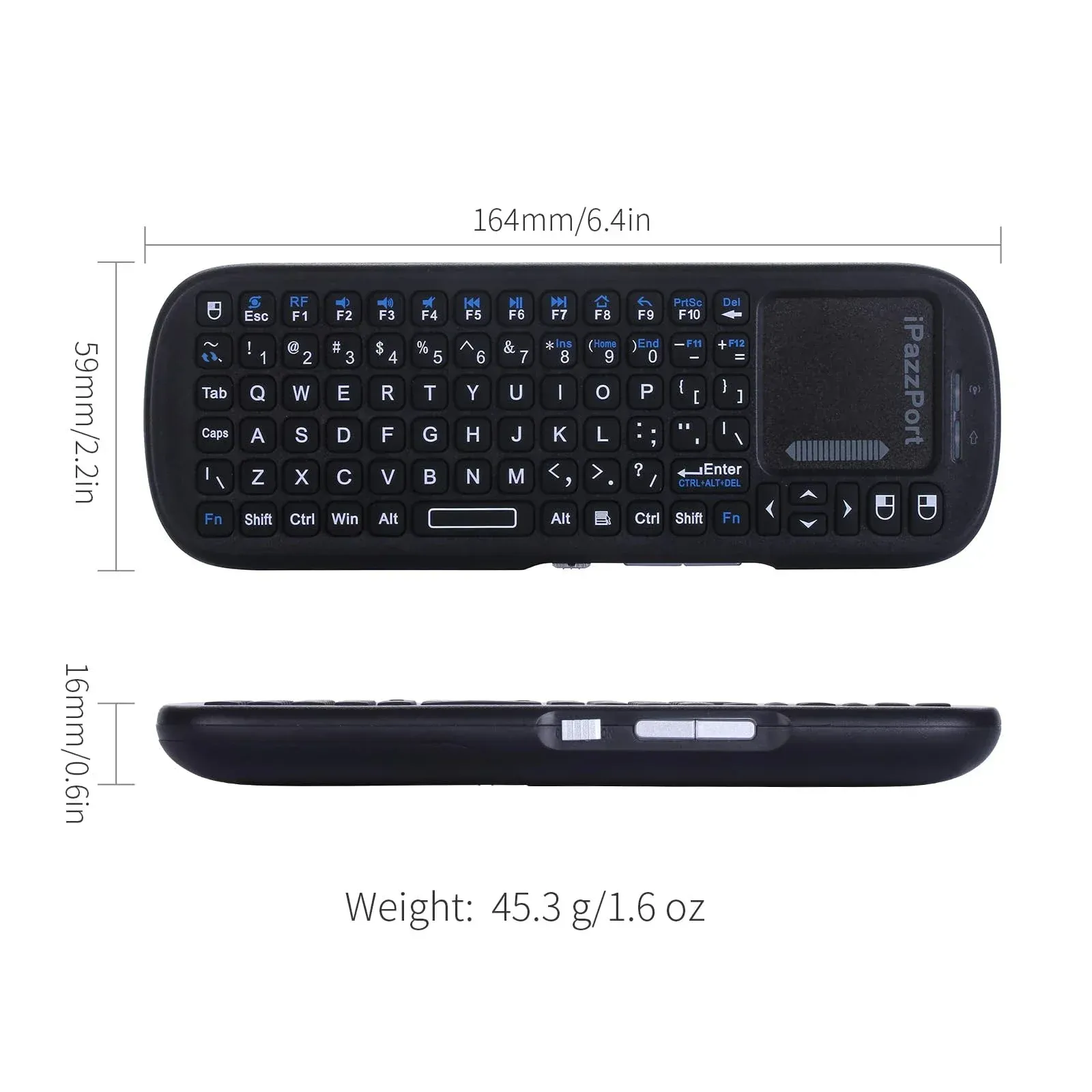 IPazzPort Mini clavier sans fil Bluetooth et 2,4 GHz avec souris et pavé tactile pour Android TV Box, PC, tablette, PS4, Raspberry Pi 3 et HTPC 6