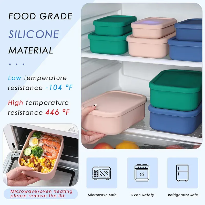 Boîte à lunch Bento étanche et réutilisable, sans bisphénol A, en silicone, pour enfants, adultes et adolescents 3