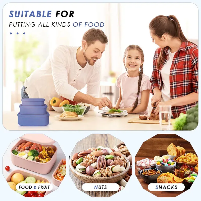 Boîte à lunch Bento étanche et réutilisable, sans bisphénol A, en silicone, pour enfants, adultes et adolescents 5