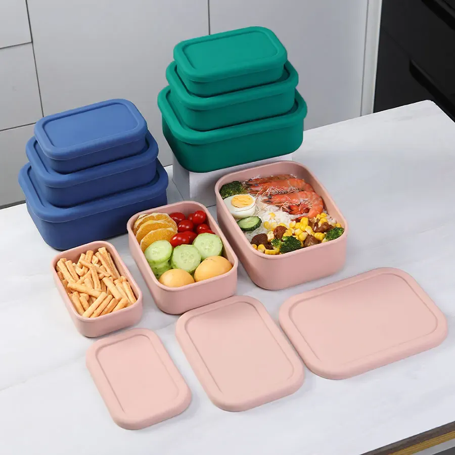 Boîte à lunch Bento étanche en silicone, vue d'ensemble