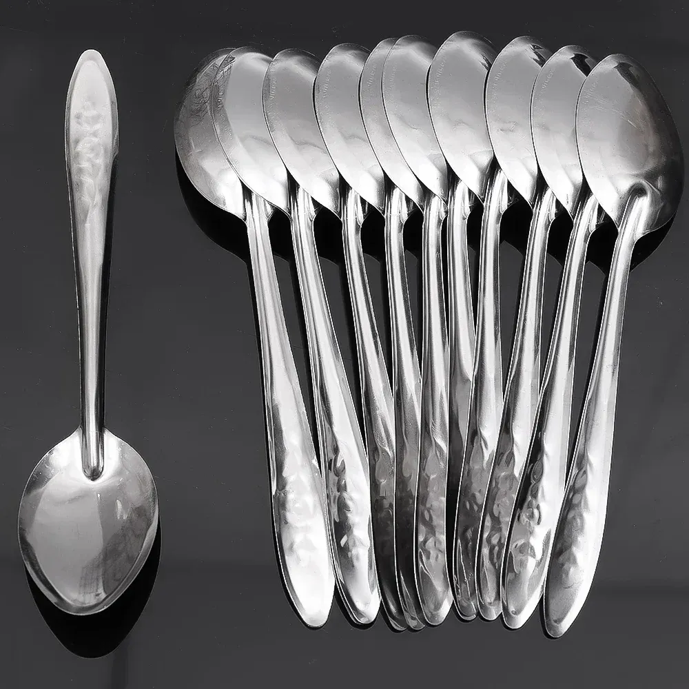 Cuillères à glace en acier inoxydable, 17 cm, à long manche, pour dessert et crème glacée 2