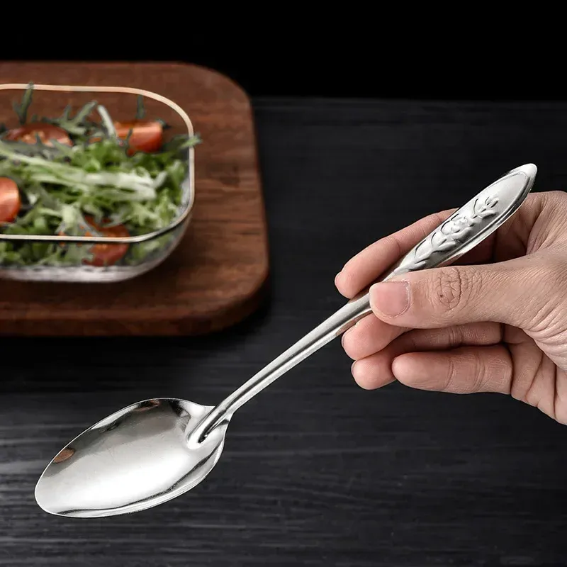 Cuillères à glace en acier inoxydable, 17 cm, à long manche, pour dessert et crème glacée 4
