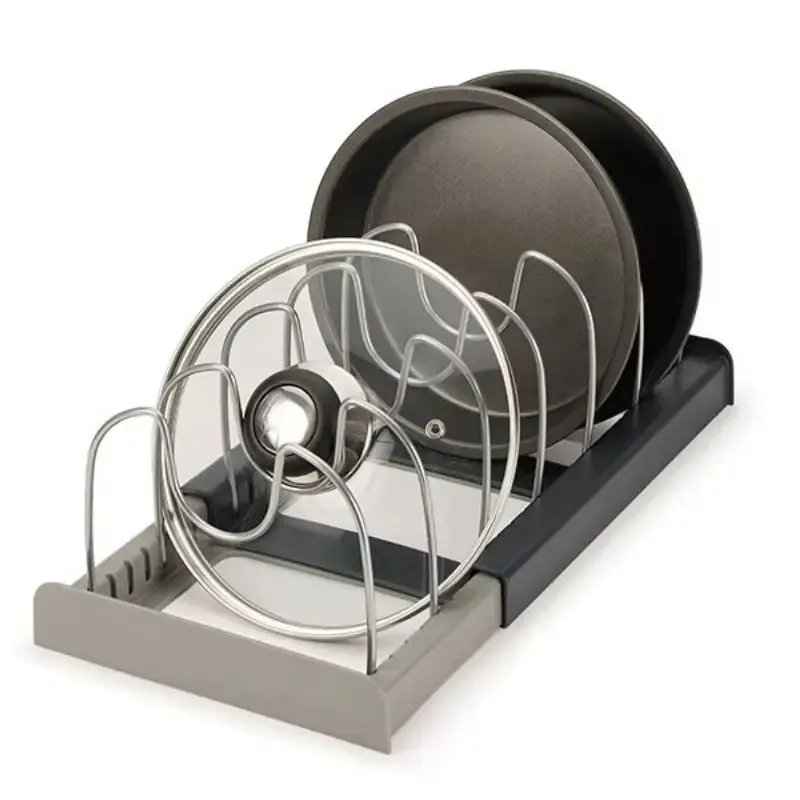 Organiseur extensible pour tiroir de cuisine, rangement multifonctionnel pour casseroles, poêles, couvercles, planches à découper et ustensiles 2