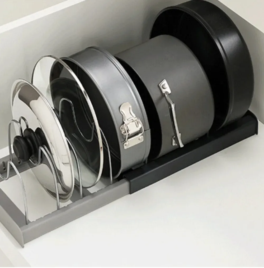 Organiseur extensible pour tiroir de cuisine, rangement multifonctionnel pour casseroles, poêles, couvercles, planches à découper et ustensiles 6