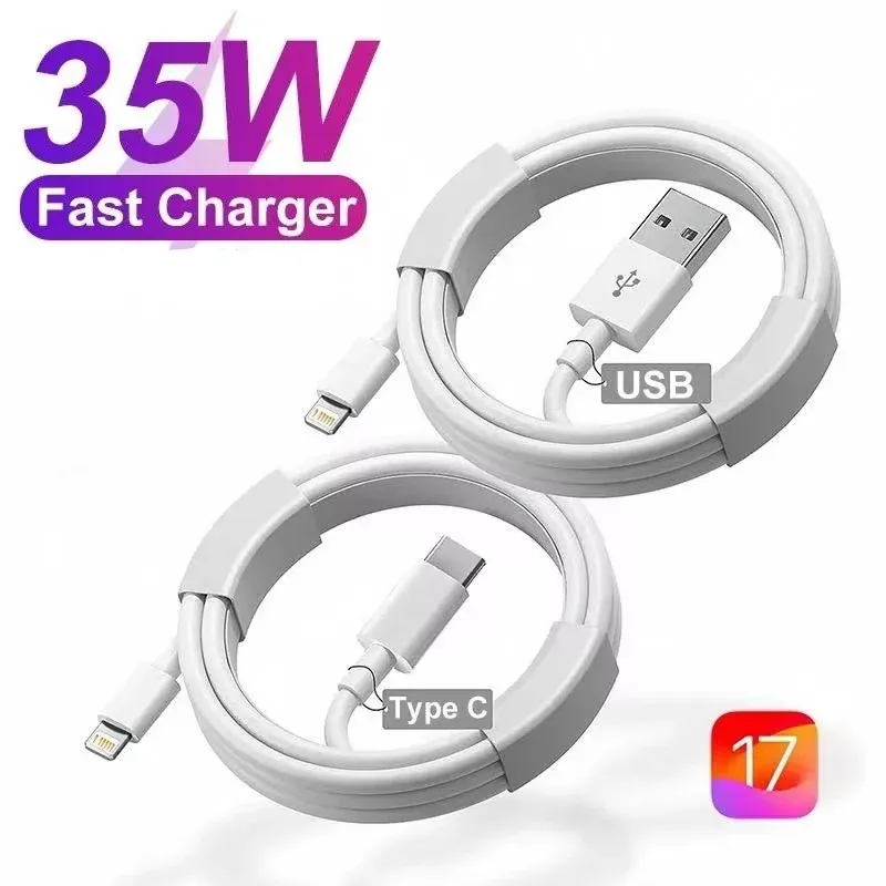 Chargeur rapide USB-C PD 35 W pour iPhone 11 à 15, Pro, Pro Max, Mini, Plus, XR et XS, avec câble de charge