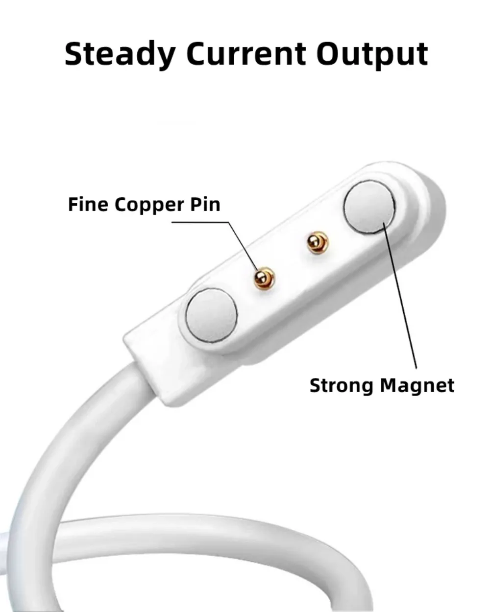 Câble de charge magnétique USB vers Pogo Pin 2, 4 ou 5 broches pour montre connectée, écouteurs et bracelet connecté, 60 cm, 5 V 4