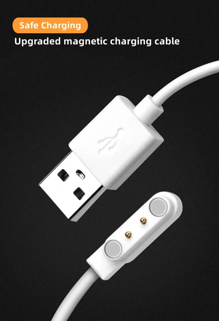 Câble de charge magnétique USB vers Pogo Pin 2, 4 ou 5 broches pour montre connectée, écouteurs et bracelet connecté, 60 cm, 5 V 5