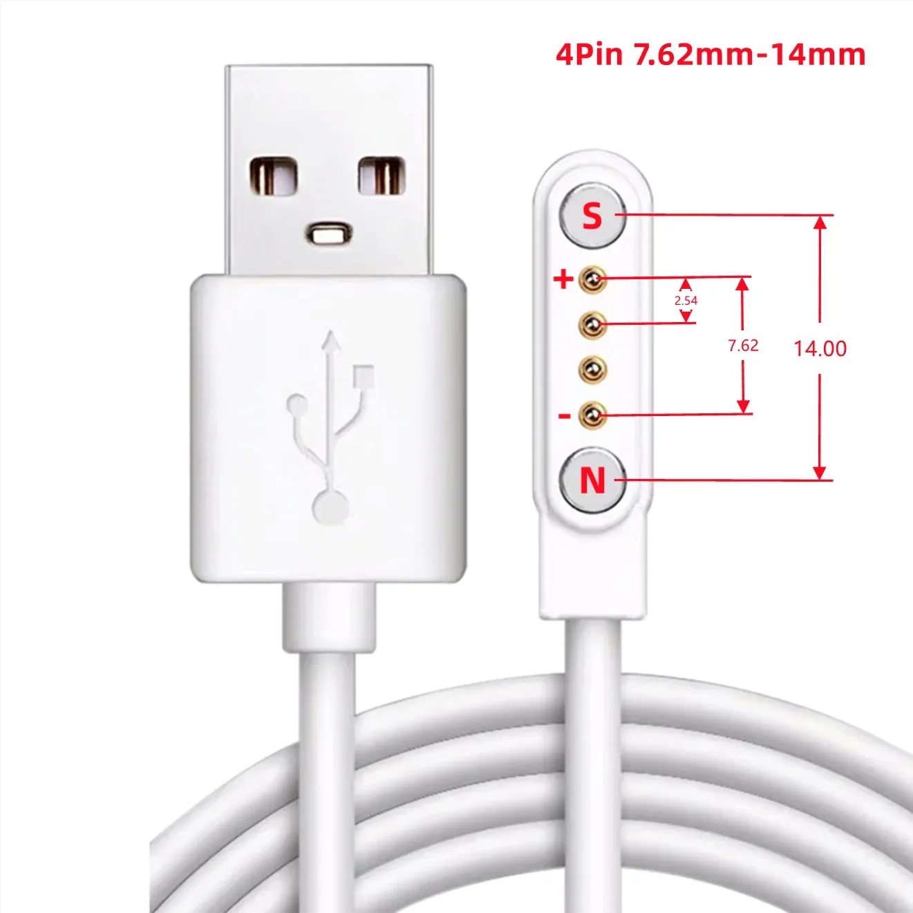Câble de charge magnétique USB vers Pogo Pin 2, 4 ou 5 broches pour montre connectée, écouteurs et bracelet connecté, 60 cm, 5 V 19