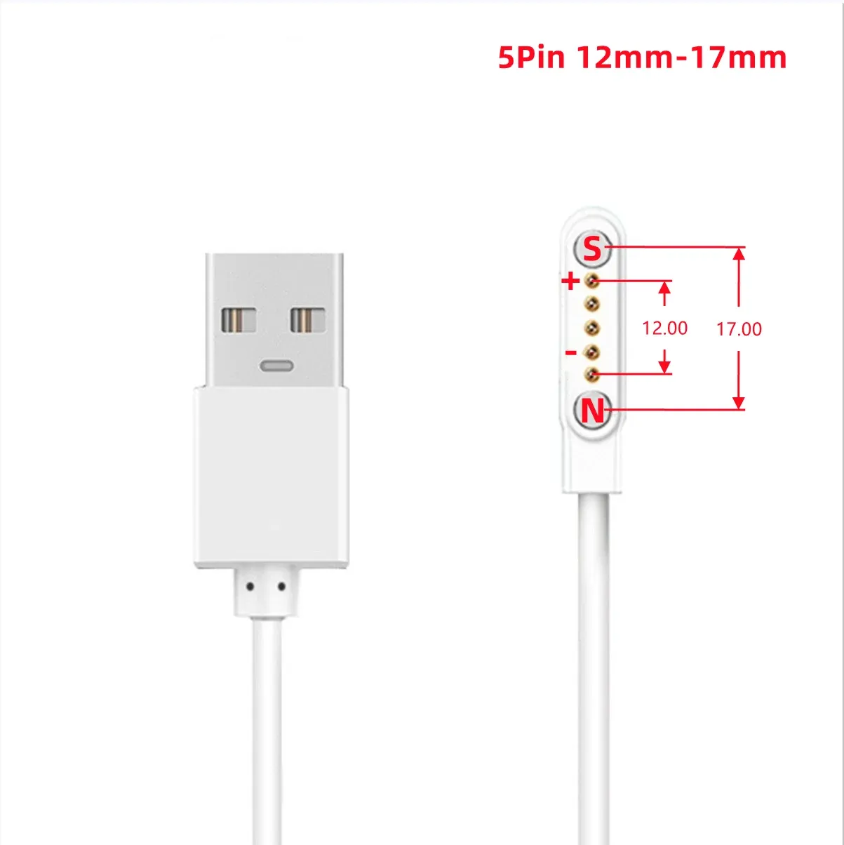 Câble de charge magnétique USB vers Pogo Pin 2, 4 ou 5 broches pour montre connectée, écouteurs et bracelet connecté, 60 cm, 5 V 20