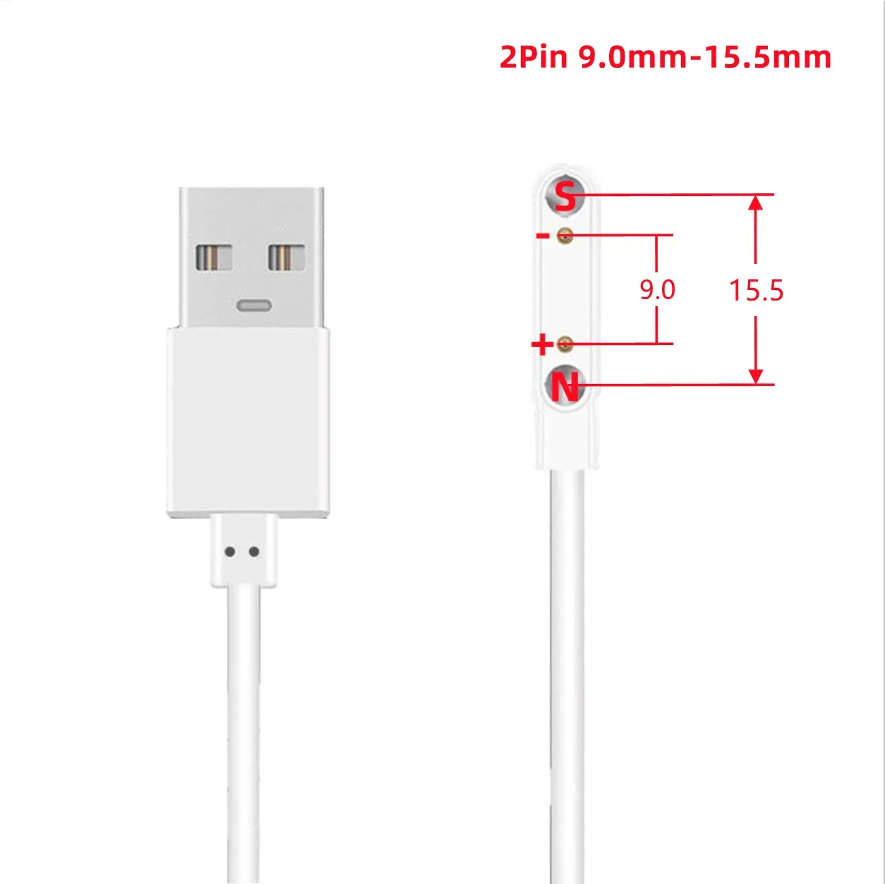 Câble de charge magnétique USB vers Pogo Pin 2, 4 ou 5 broches pour montre connectée, écouteurs et bracelet connecté, 60 cm, 5 V 16