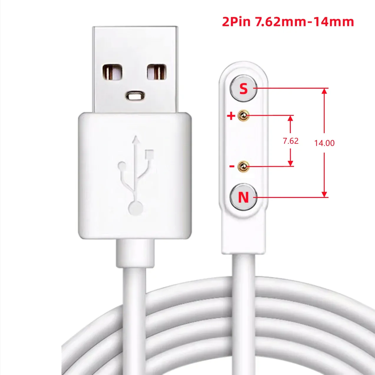 Câble de charge magnétique USB vers Pogo Pin 2, 4 ou 5 broches pour montre connectée, écouteurs et bracelet connecté, 60 cm, 5 V 17